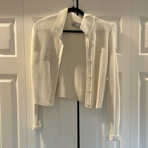 Hollister Off-White Knit Cropped Cardigan